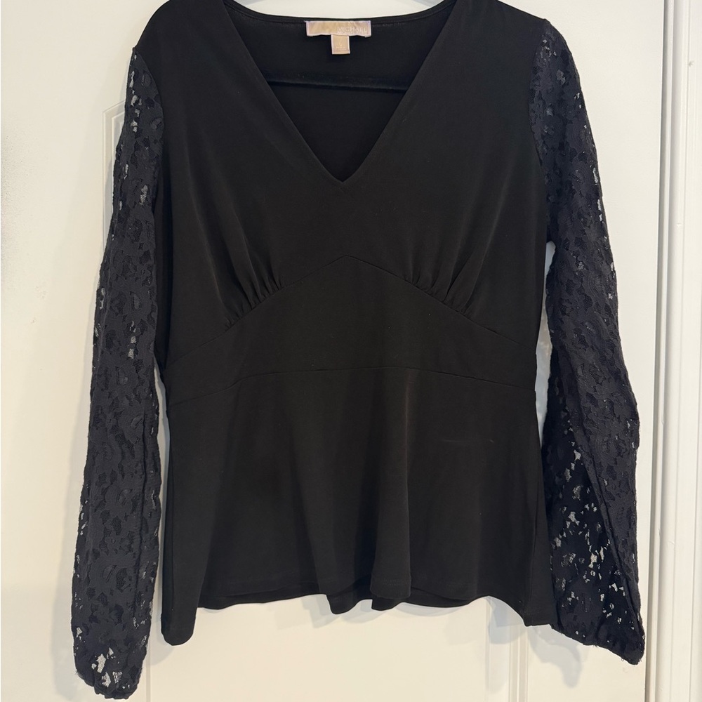 Women’s Black Lace Sleeve Top Michael Kors L